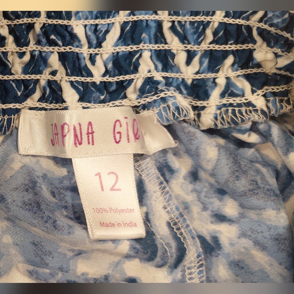 Japna High Waist Blue Tie-Dye Shorts with Pink Trim - Picture 3 of 4